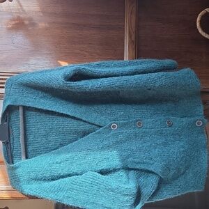 Free People Green Blue Cardigan Alpaca And Wool Blend Sweater